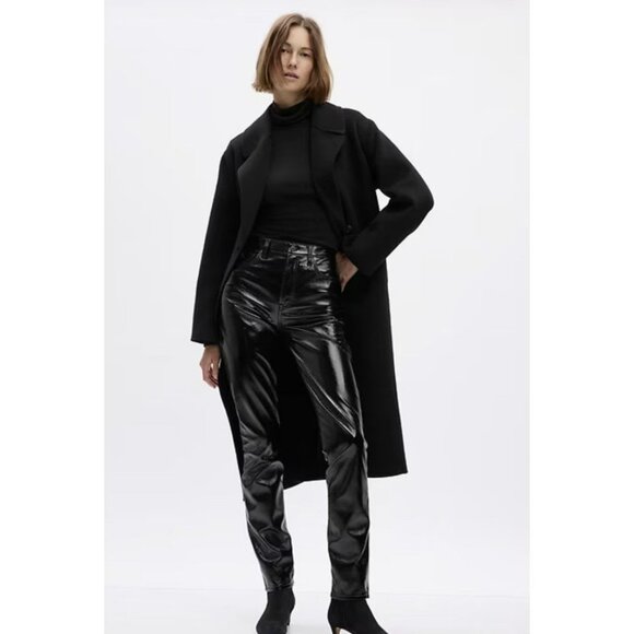 NWT GAP Vintage Slim High Rise Shiny Black Pants Size 27 - Picture 1 of 7
